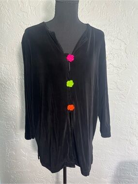 Knit Chic Black Lightweight Open‎ Front Cardigan Duster